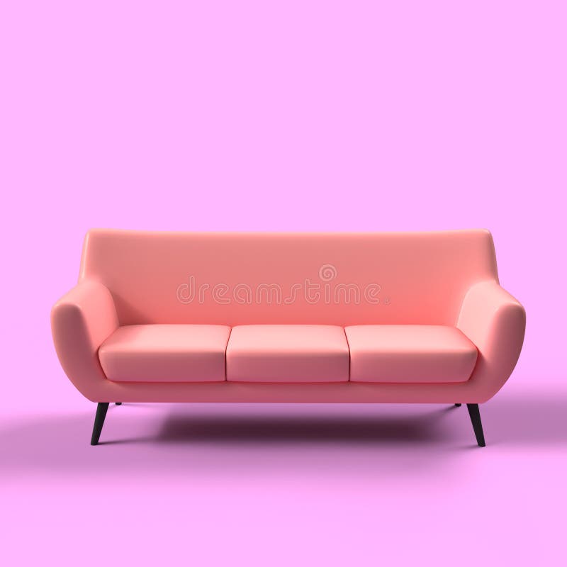 Sofa 3D Render Isolated In White Background vector illustration