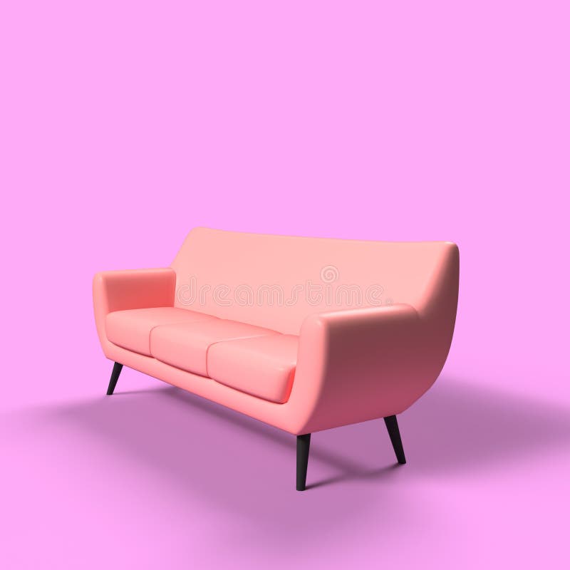 Sofa 3D Render Isolated In White Background vector illustration