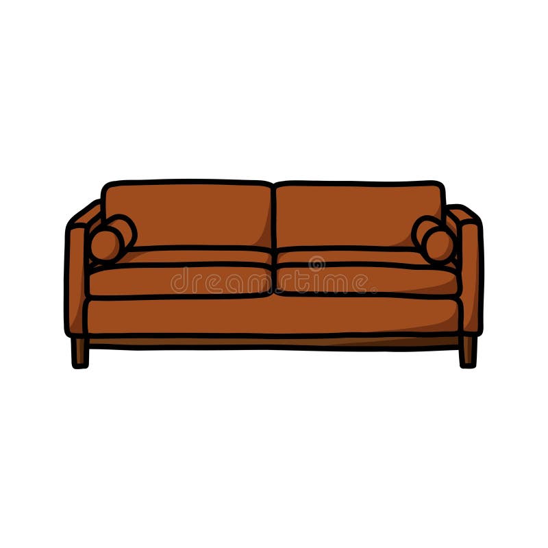 Sofa Doodle Icon, Vector Color Line Illustration Stock Vector
