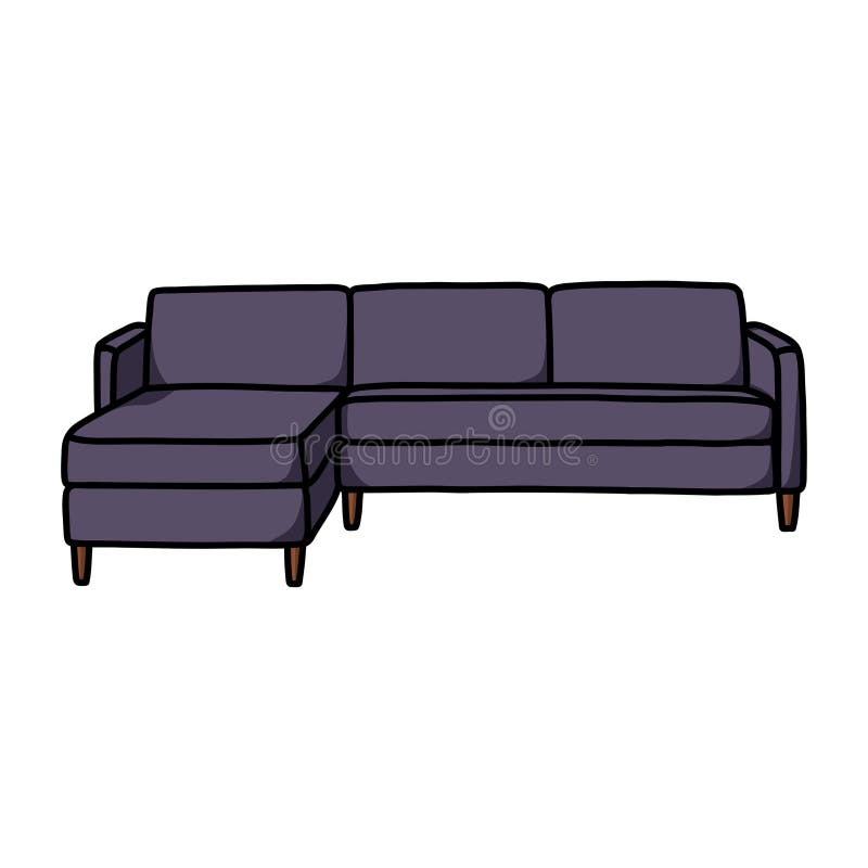 Sofa Doodle Icon, Vector Color Line Illustration Stock Vector