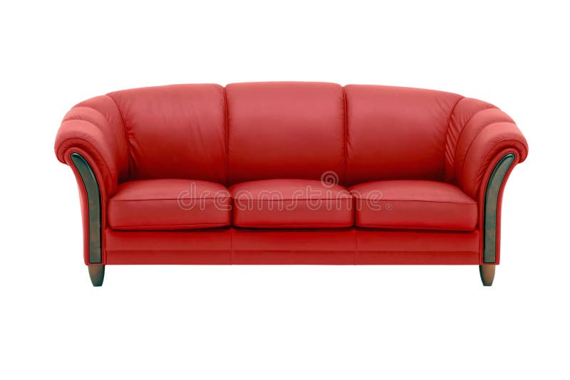 Sofa en cuir rouge photo stock. Image du objet, facile 35195580