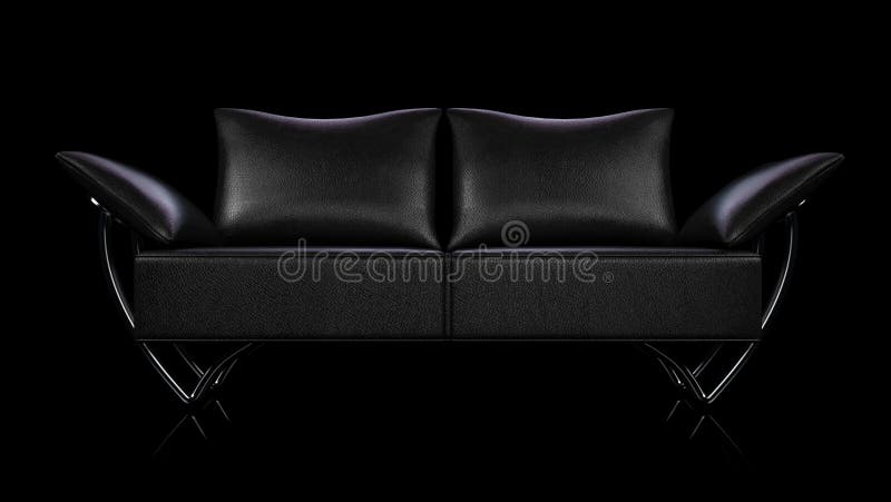Sofa för glamourblackläder över svart bakgrund arkivfoton