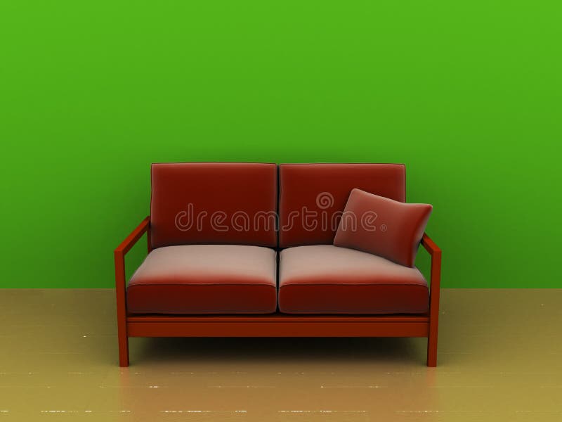 Sofa and green wall