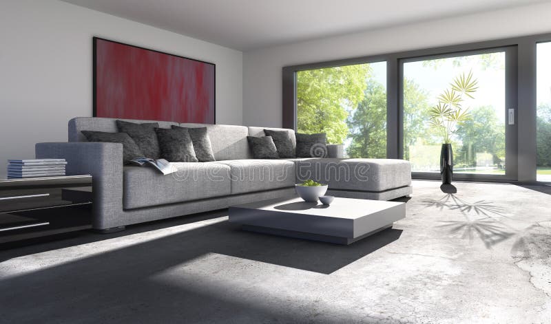 Sofa in a sunny living room royalty free illustration Sofa in a sunny living room royalty free illustration
