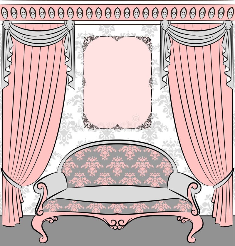 Sofa in vintage interior royalty free illustration