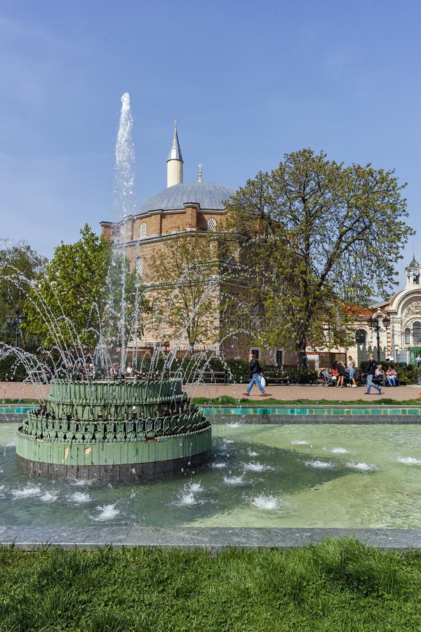 SOFIA, BULGARIA APRIL 13, 2018 Garden Central Bath and Banski Square
