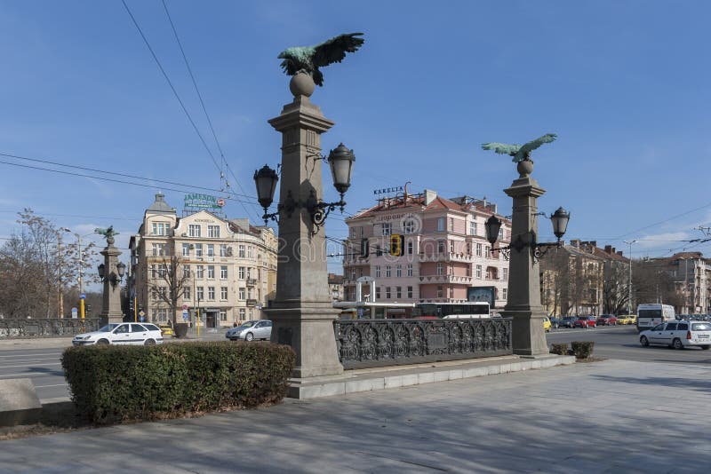 Eagle Bridge over Perlovska river in city of Sofia, Bulgaria. SOFIA, BULGARIA - MARCH 7, 2019: Eagle Bridge over Perlovska river in city of Sofia, Bulgaria stock photography Eagle Bridge over Perlovska river in city of Sofia, Bulgaria. SOFIA, BULGARIA - MARCH 7, 2019: Eagle Bridge over Perlovska river in city of Sofia, Bulgaria stock photography