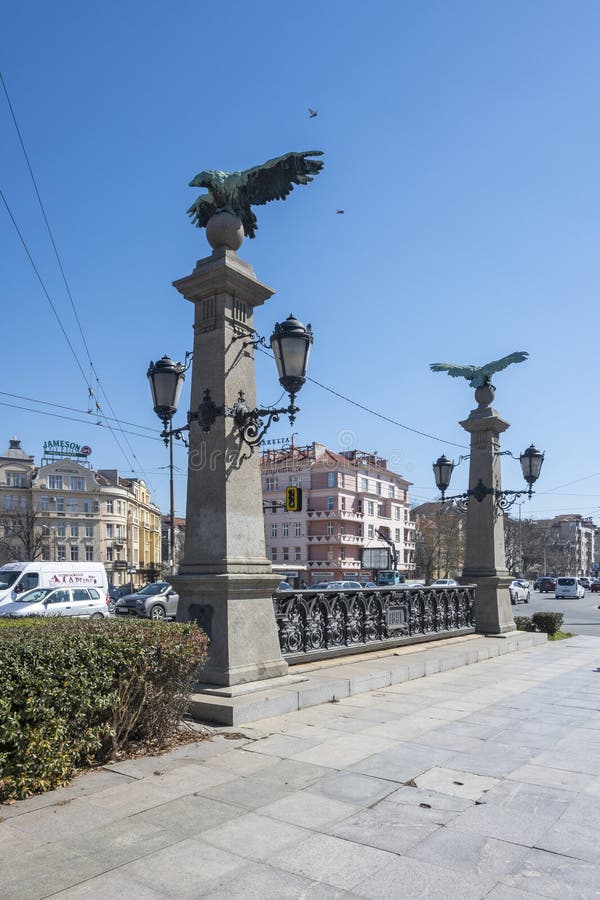 Eagle Bridge Over Perlovska River in City of Sofia, Bulgaria Editorial