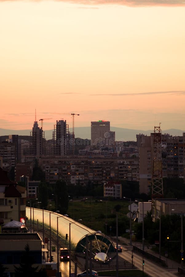 Sofia streets on sunset