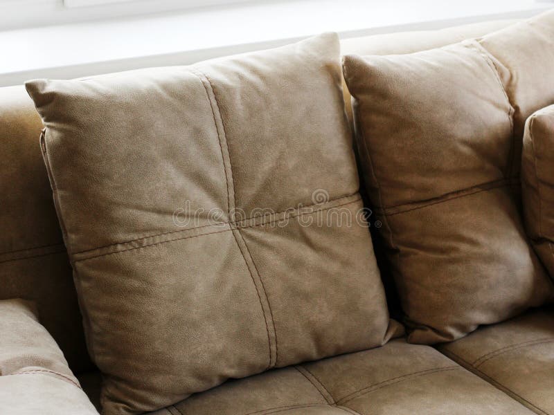 Soft Beige Pillows on the Sofa Stock Image Image of style, corduroy