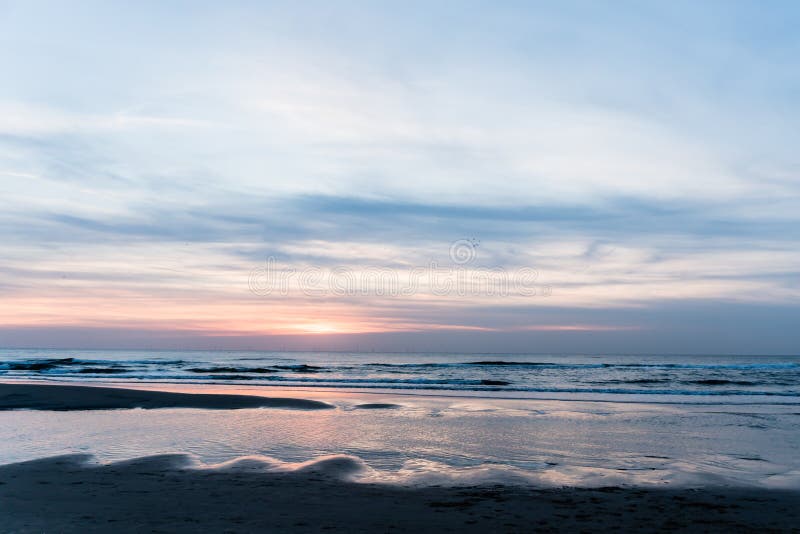 Soft blue sunset over the North Sea