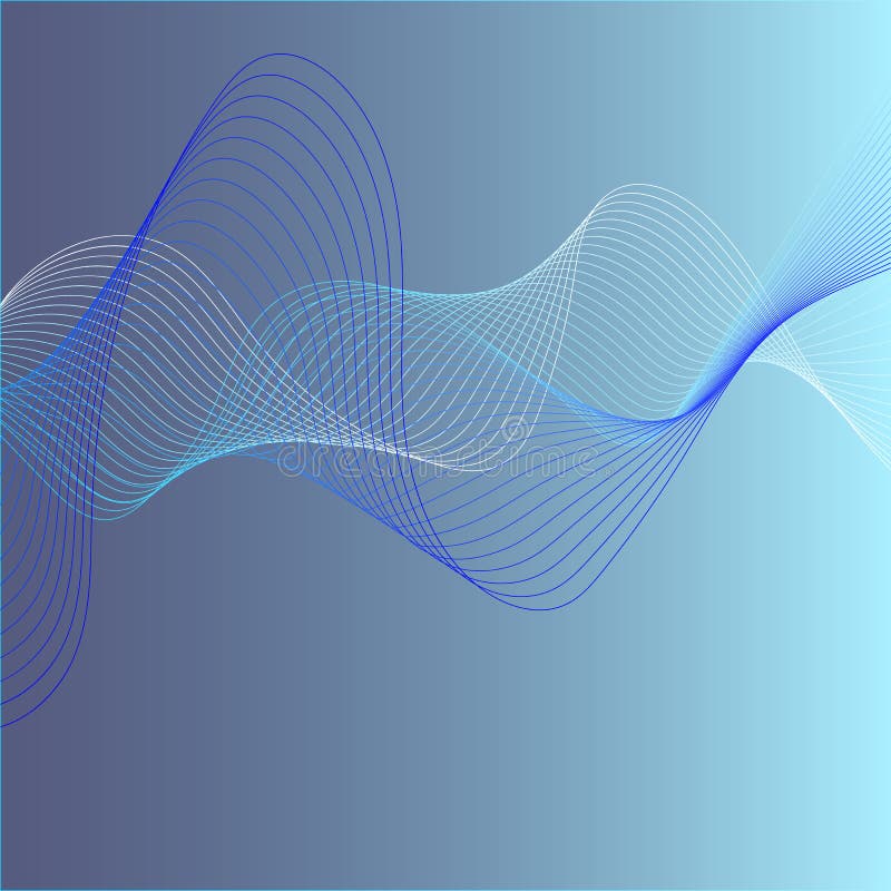 Soft blue waves isolated on blue gradient background. Flux design.Copy space. Vector illustration