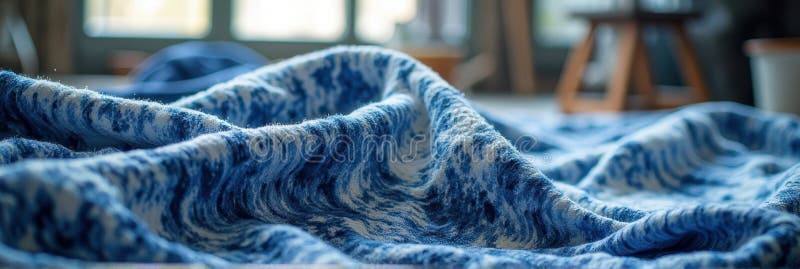 Soft blue and white textured fabric on floor surface vector illustration