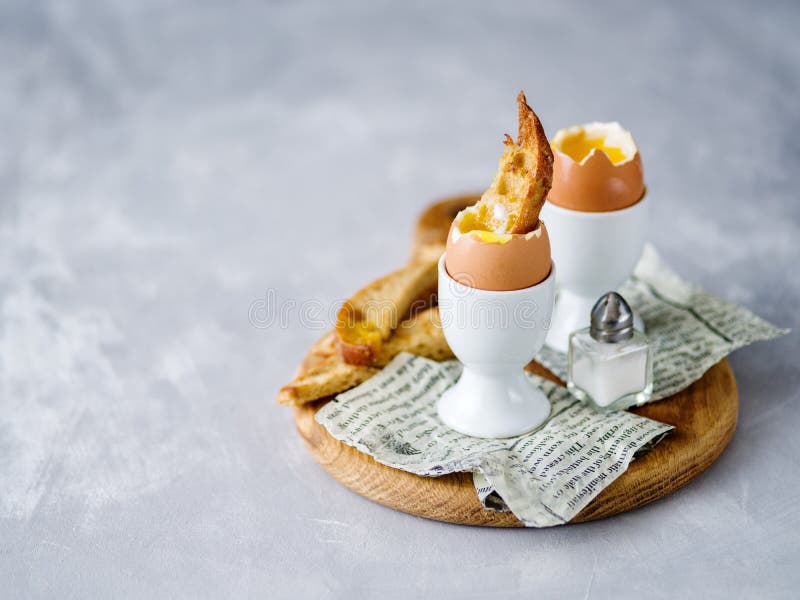 Soft Boiled Chicken Egg for Breakfast, with Toast. Stock Photo - Image ...