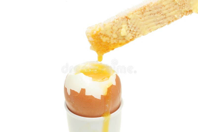 Soft boiled egg and toast closeup