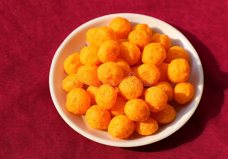 Cheese Puff Balls in Wooden Bowl on Light Background Stock Image - Image of  fried, cereal: 133510255