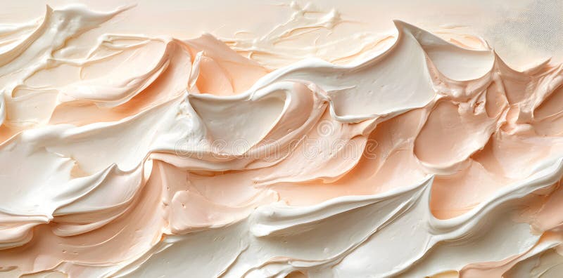 Soft Creamy Texture of Whipped Toppings in Shades of White and Peach on a Smooth Surface stock images