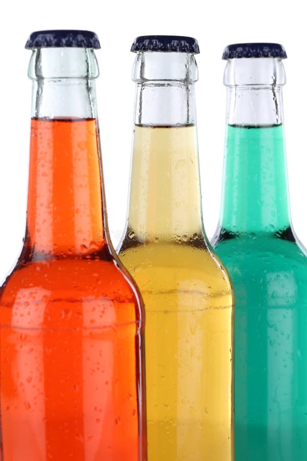 Soft drinks with lemonade in bottles isolated stock photos Soft drinks with lemonade in bottles isolated stock photos