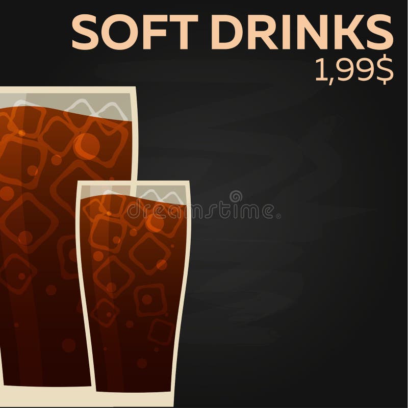 Soft Drinks Price. Fast Food Restauran Menu. Vector Illustration. Stock