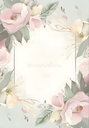 Soft Floral Frame With Empty Space Blank Space For Text And Copy 