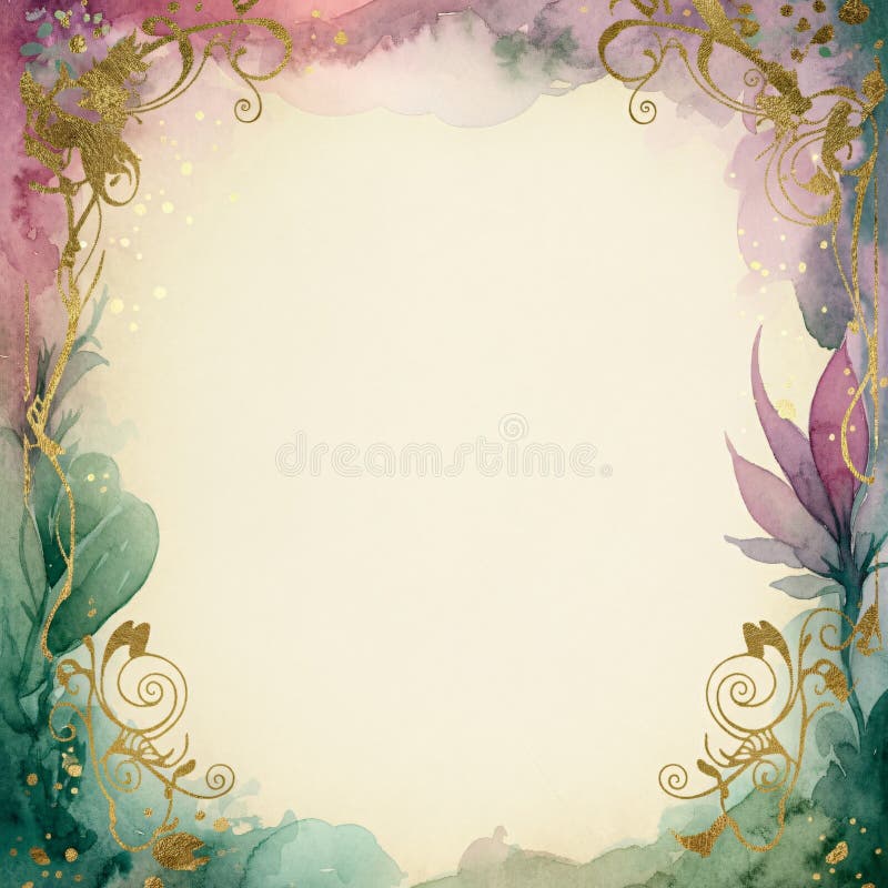 Soft FloralThems Vintage Writing Paper ze złotymi szczegółami ozdobnymi ilustracji