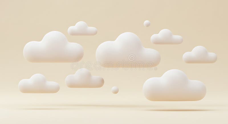 Soft, fluffy clouds floating in a serene space - evoking tranquility - suitable for relaxation media stock illustration