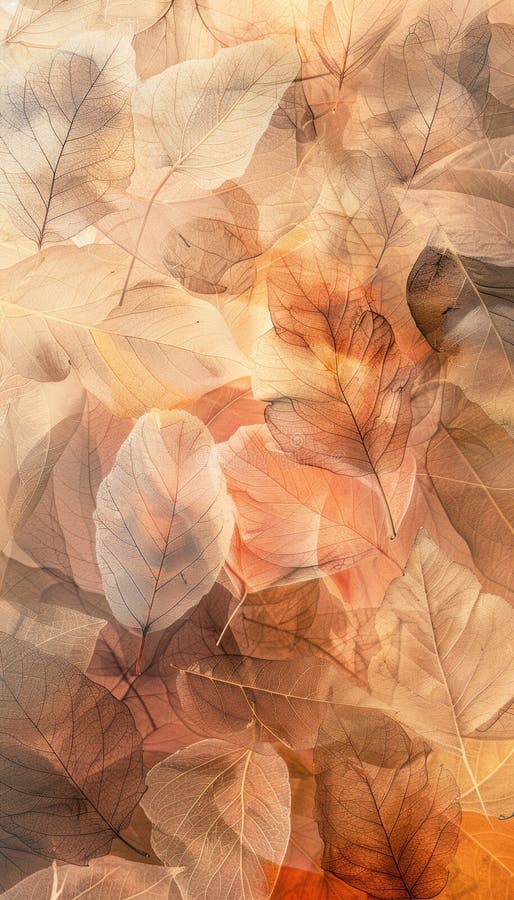 Soft Focus Autumn Abstract Background with Delicate Overlapping Leaf Patterns in Muted Tones vector illustration
