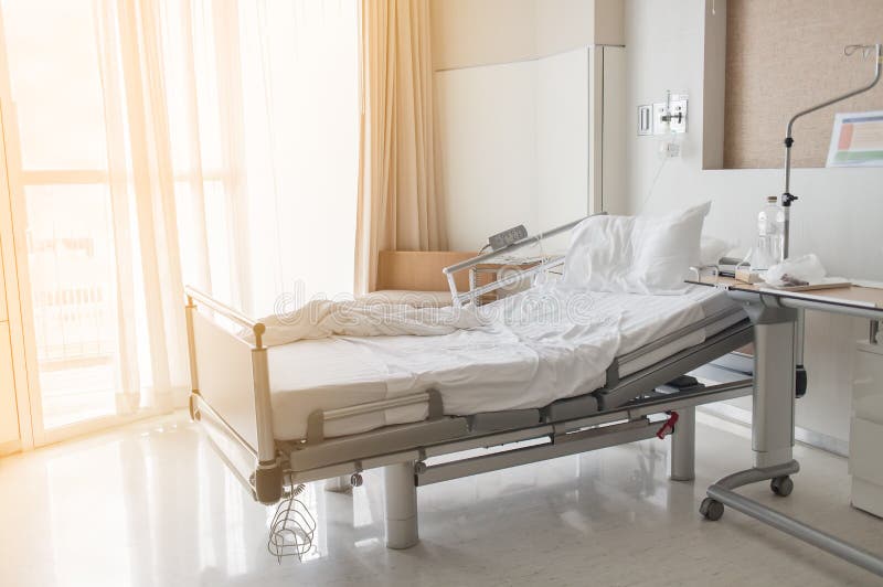 Soft Focus Background Of Electrical Adjustable Patient Bed In Hospital