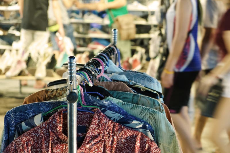 Soft Focus, Clothes Rack Outdoor Market, Selective Focus Stock Photo Image of clothes