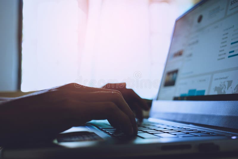 Soft focus, developer programmer typing and checking Website on laptop professional computer at the room office royalty free stock image