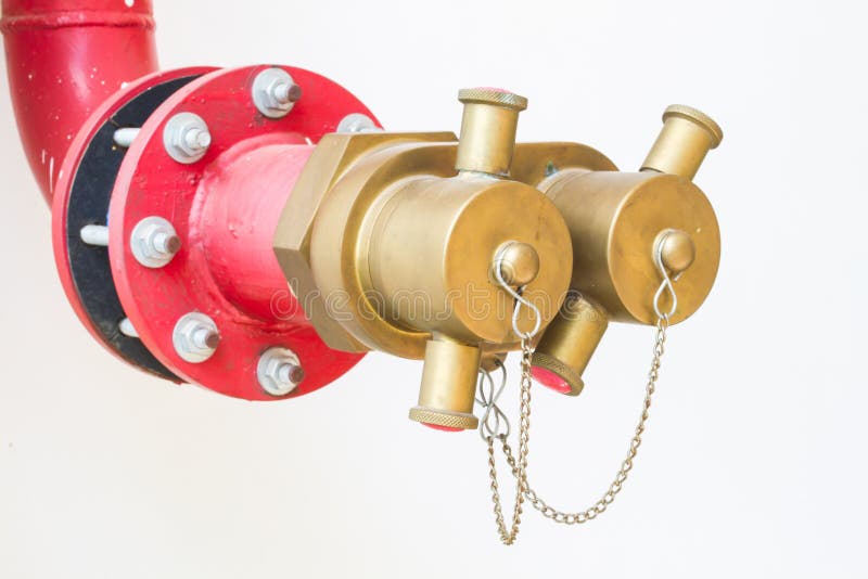 Soft focus water valves for Fire protection on white wall