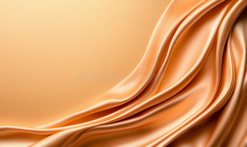 Soft, gentle folds of satin fabric in warm peach tones create elegant and luxurious background. subtle texture adds depth and vector illustration