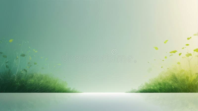 A soft green background with floating leaves perfect for showcasing your product royalty free illustration