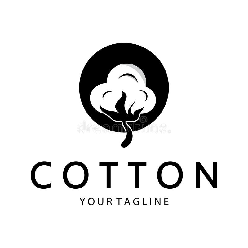 Soft natural organic cotton flower plant logo for cotton plantations, industries,business,textile,clothing and beauty,vector