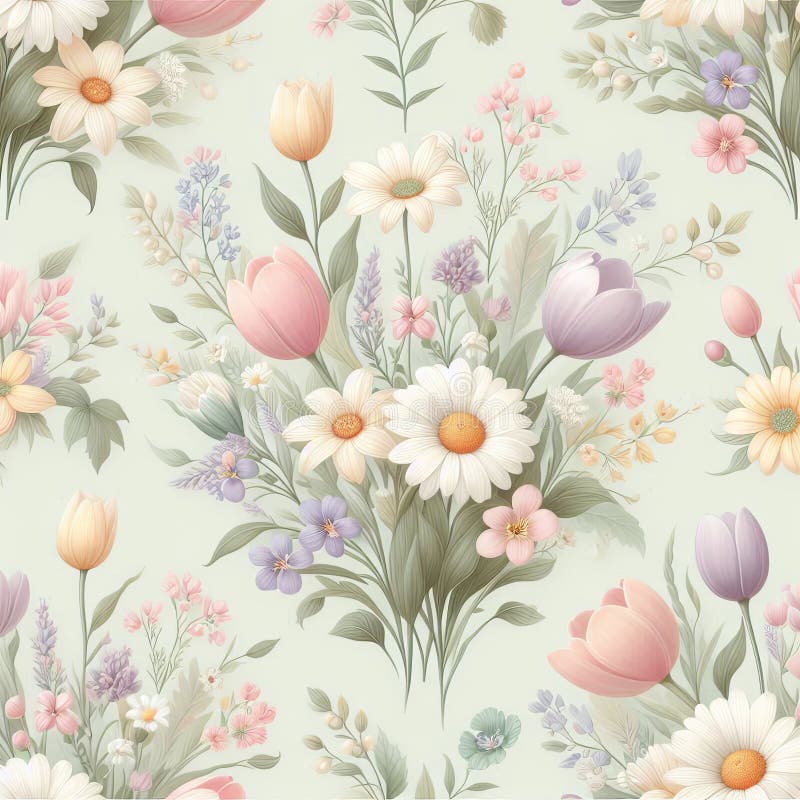 Soft Pastel Floral Pattern vector illustration