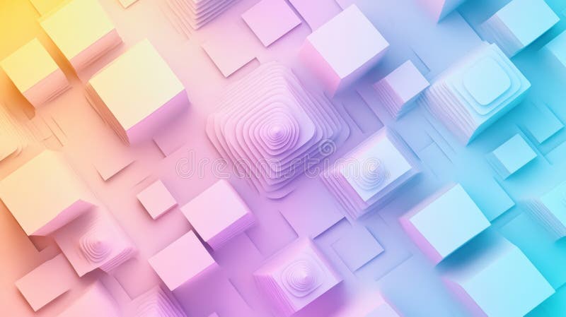 Soft Pastel Geometric Dream Abstract Composition with Gradient Blocks stock illustration