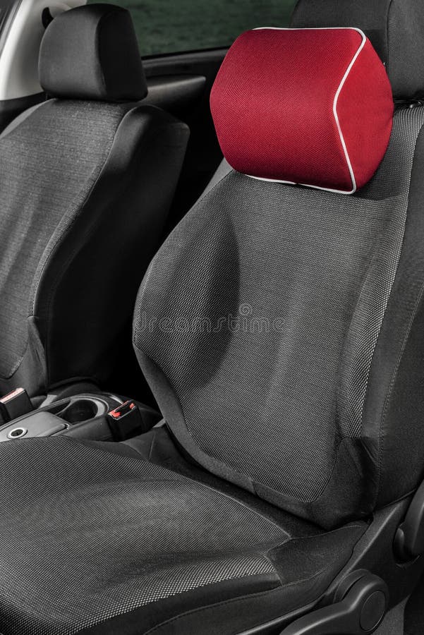 A Soft Pillow for the Lower Back and Neck in the Car Stock Photo