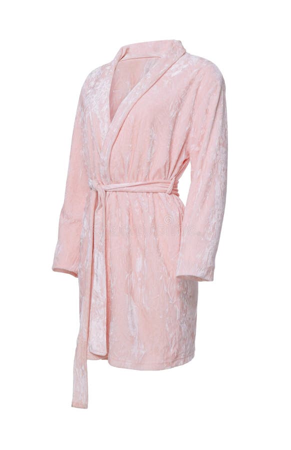 Soft Pink Velour Bathrobe Isolated on White Stock Image Image of gown
