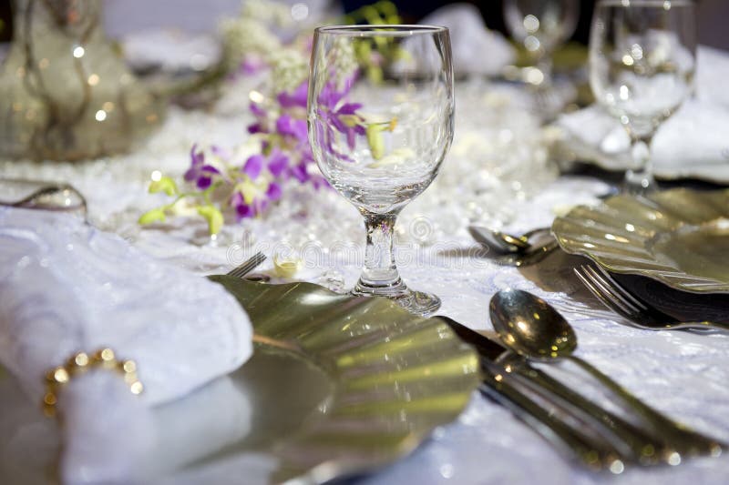 Soft romantic table setting for wedding