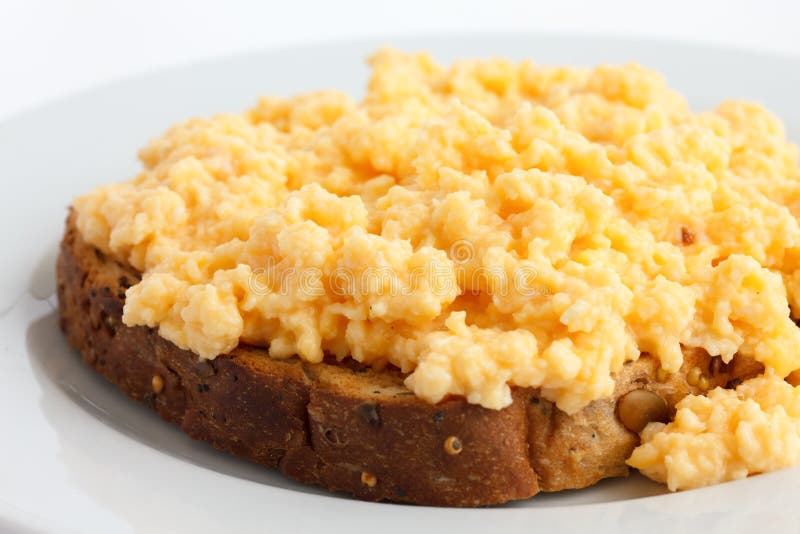 Soft scrambled eggs stock image