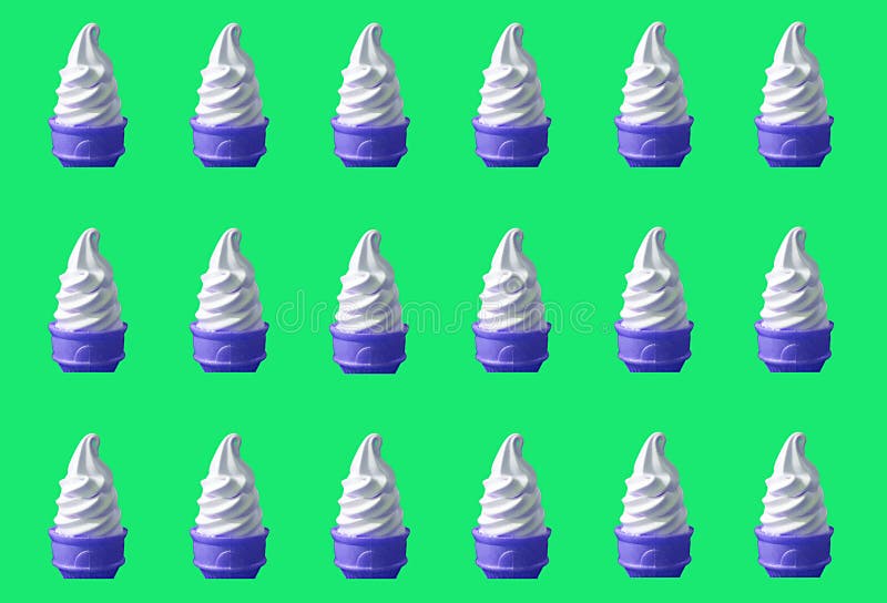 Soft Serve Ice Cream in blauem Kronmuster auf Minze Grün Hintergrund lizenzfreie abbildung