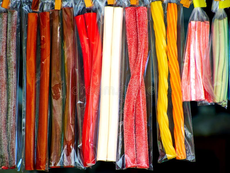Soft sticks bundle colored licorice candies stock image