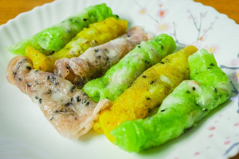 Soft Thai Rice Flour Pancake Roll. Stock Photo Image of soft, muan