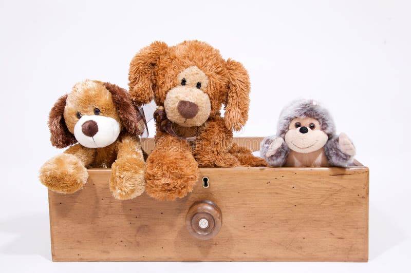 Soft toys in a draw