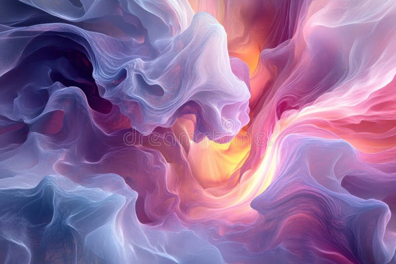 Colorful abstract swirl with soft textures and dynamic flow of light stock illustration
