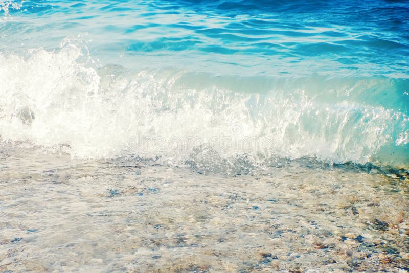 Soft Wave of Blue Ocean on Sandy Beach Background Stock Image Image
