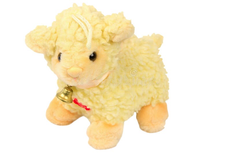 Soft Yellow Toy Lamb with a Bell Stock Photo Image of livestock