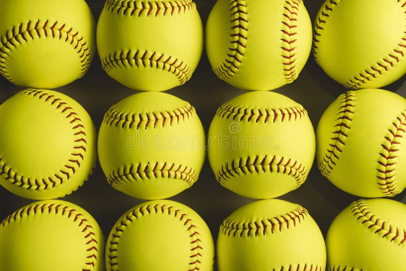 Softball balls close up stock image. Image of league 168120155