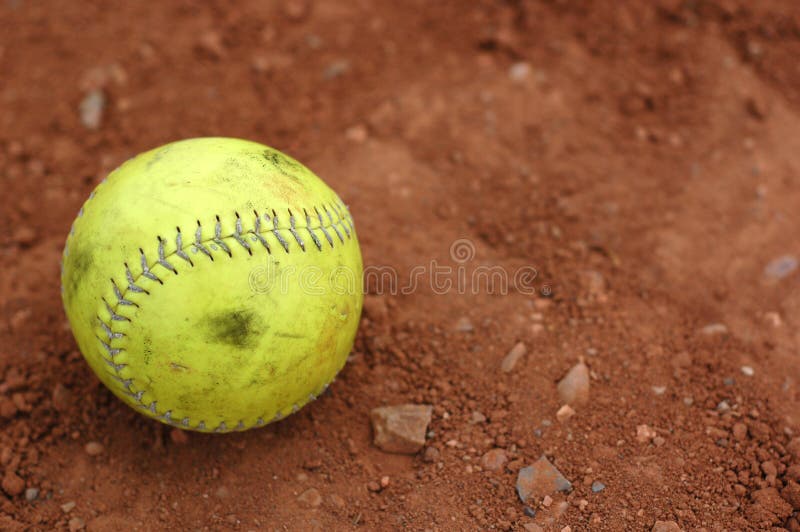 Used Softball in Dewy Grass Stock Photo Image of nature, equipment