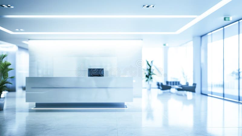 A softly blurred shot of a modern reception area in a corporate office a softly blurred shot of a modern reception area in a royalty-vrije illustratie